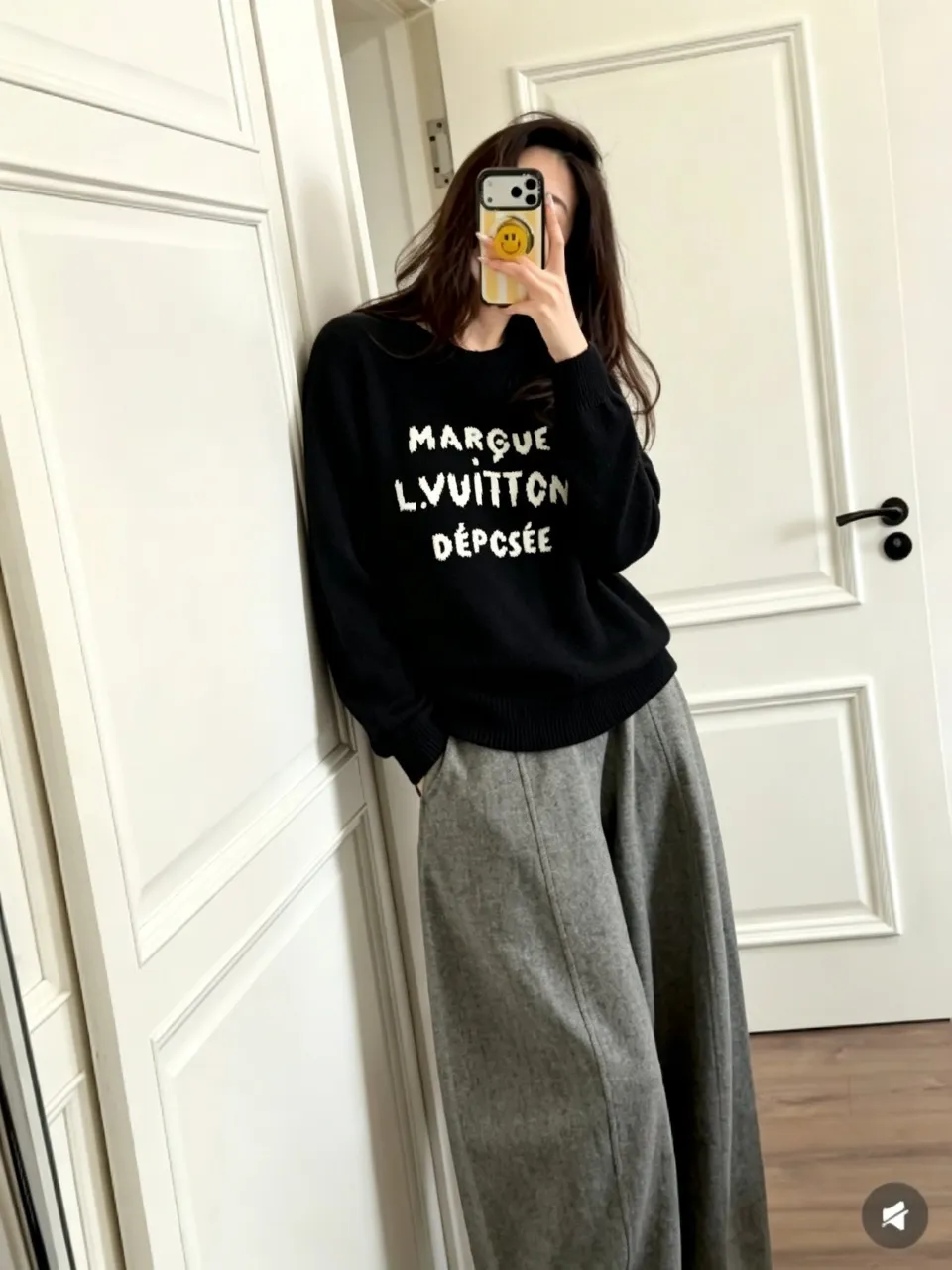 Louis Vuitton/Louis Vuitton Light Blue presbyopic letter jacquard sweater